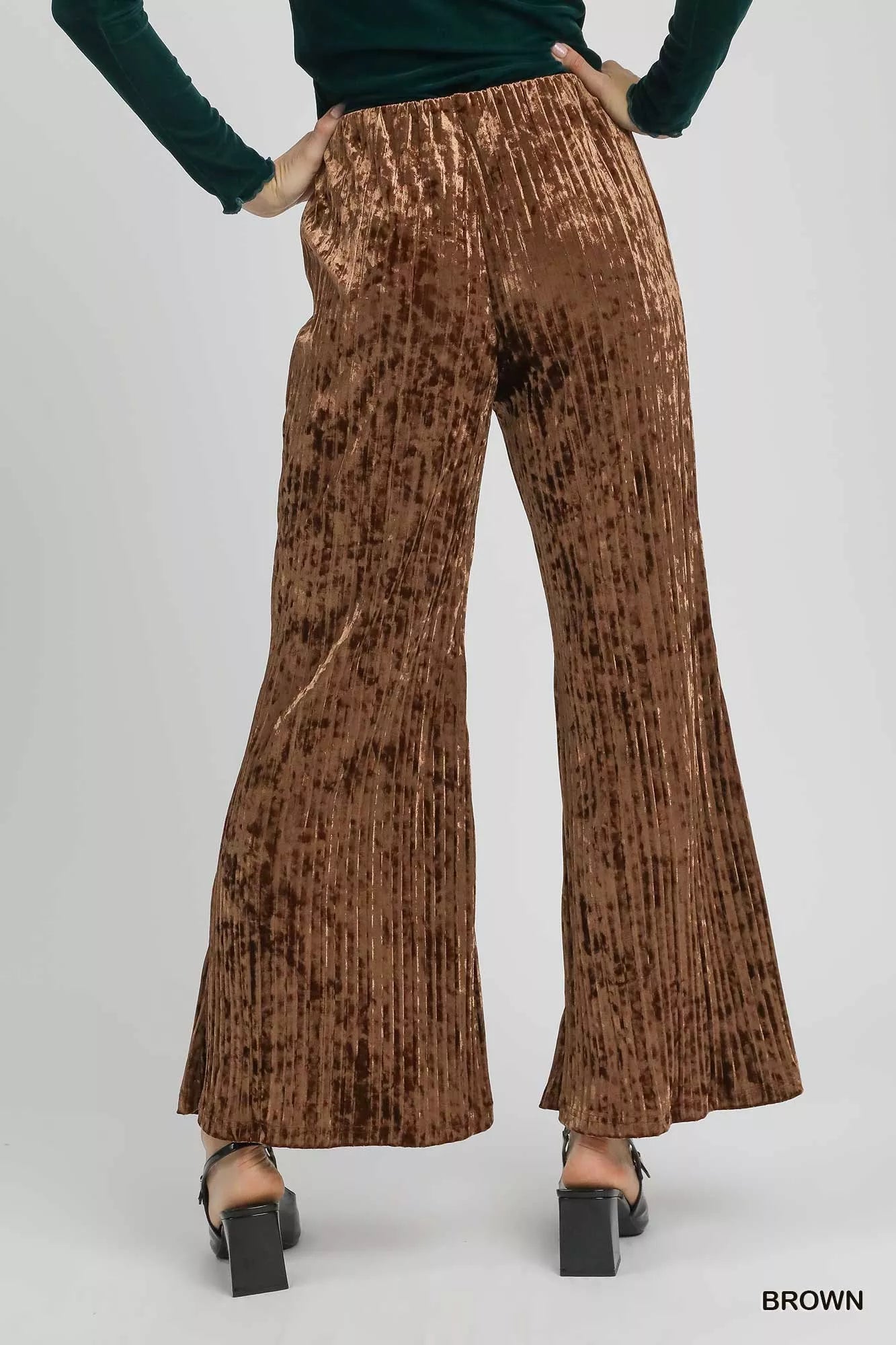 Velvet Pleated Wide Leg Pants at In Style Chics Boutique Cute Fall Fashion and Style