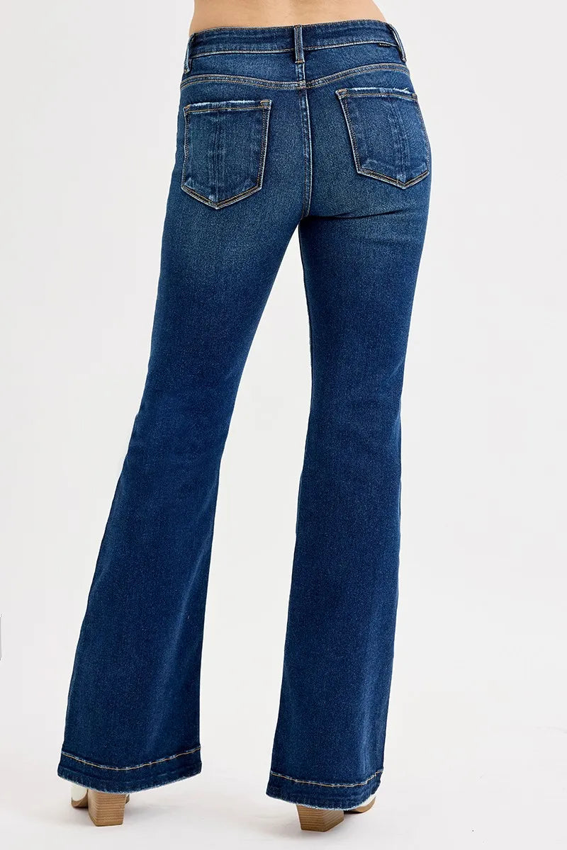 RISEN Tummy Control Mid Rise Flare Jeans at In Style Chics Boutique Regular and Plus Size at In Style Chics Boutique