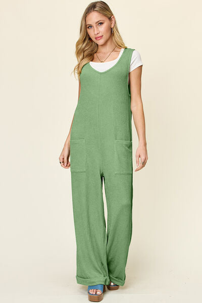 Textured Sleeveless Wide Leg Jumpsuit - In Style Chics Boutique Cute Clothes Online