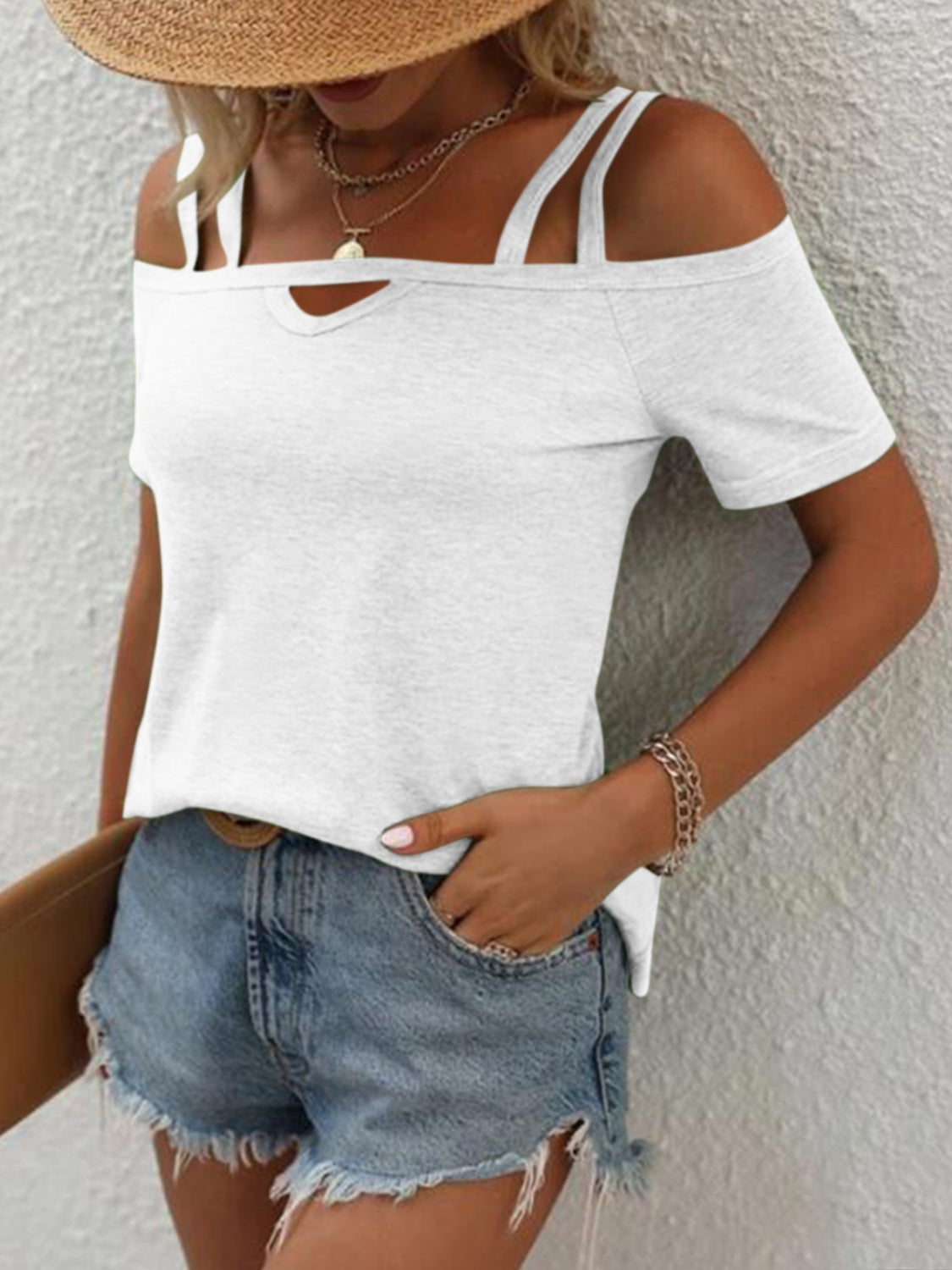 Double Spaghetti Straps Short Sleeve T-Shirt - More Colors! - In Style Chics Boutique LLC