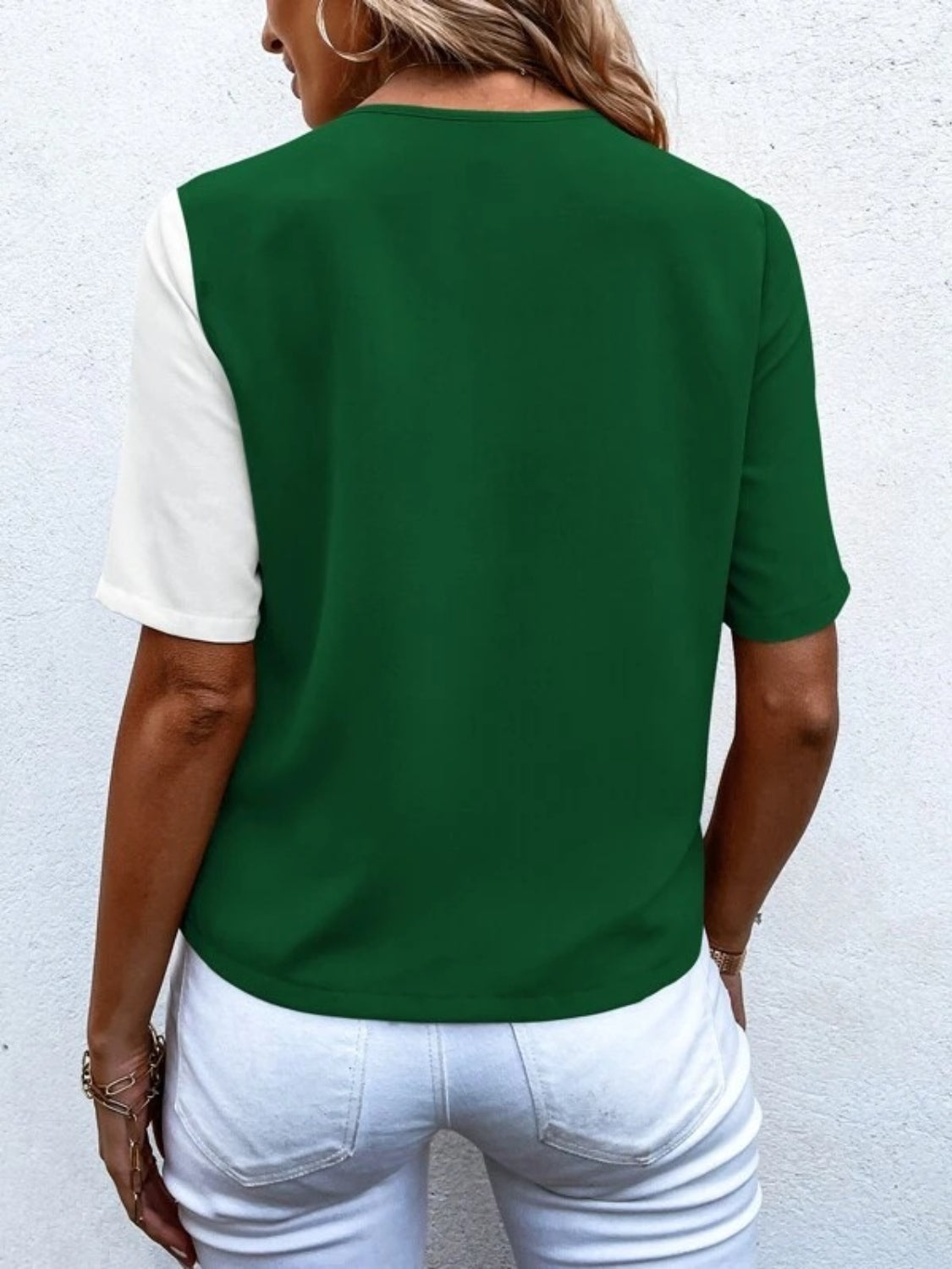 Decorative Button Surplice Short Sleeve Blouse - More Colors! - In Style Chics Boutique LLC