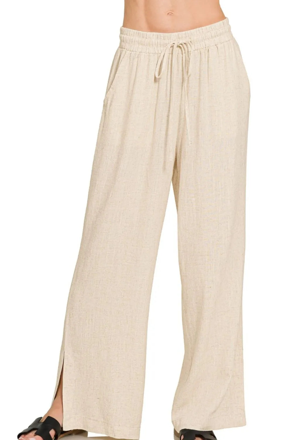 Linen Drawstring Wide Leg Pants - In Style Chics Boutique