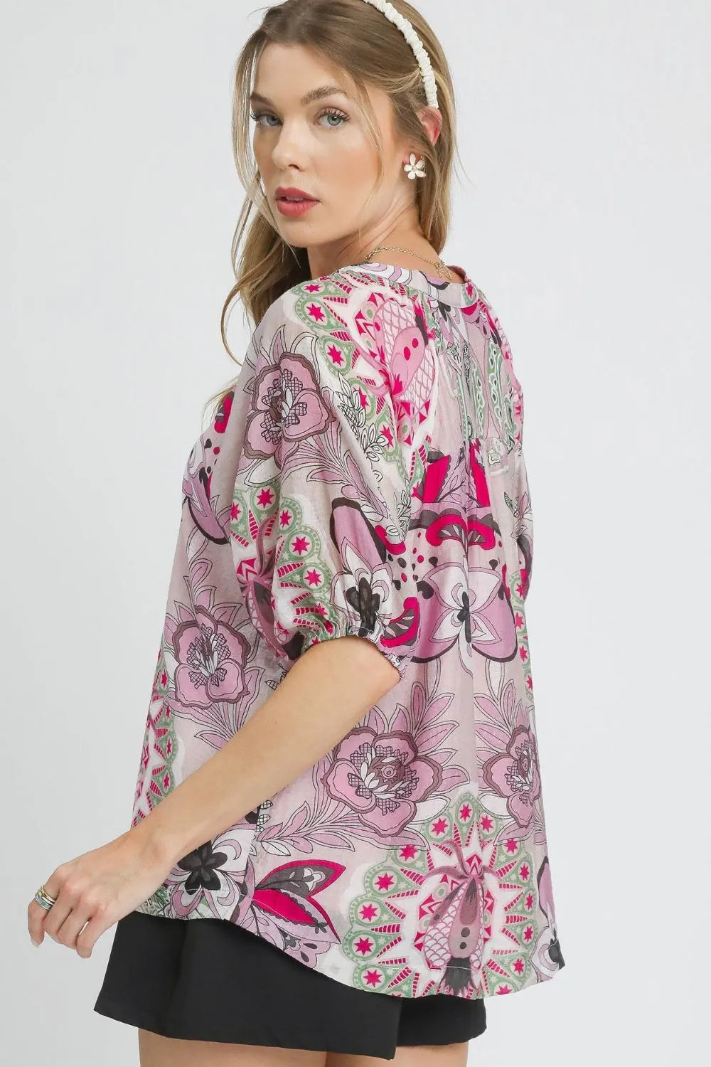 Blouse, Floral Print Half Sleeve - In Style Chics Boutique