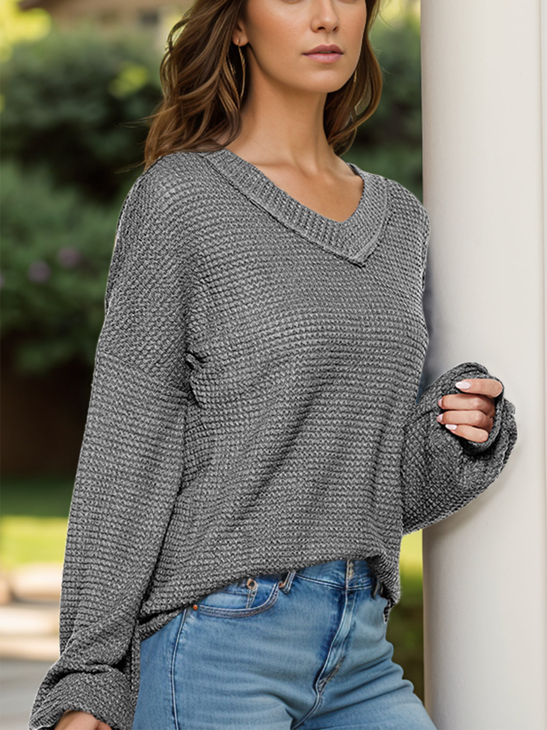 Dropped Shoulder Long Sleeve Knit Top - In Style Chics Boutique LLC