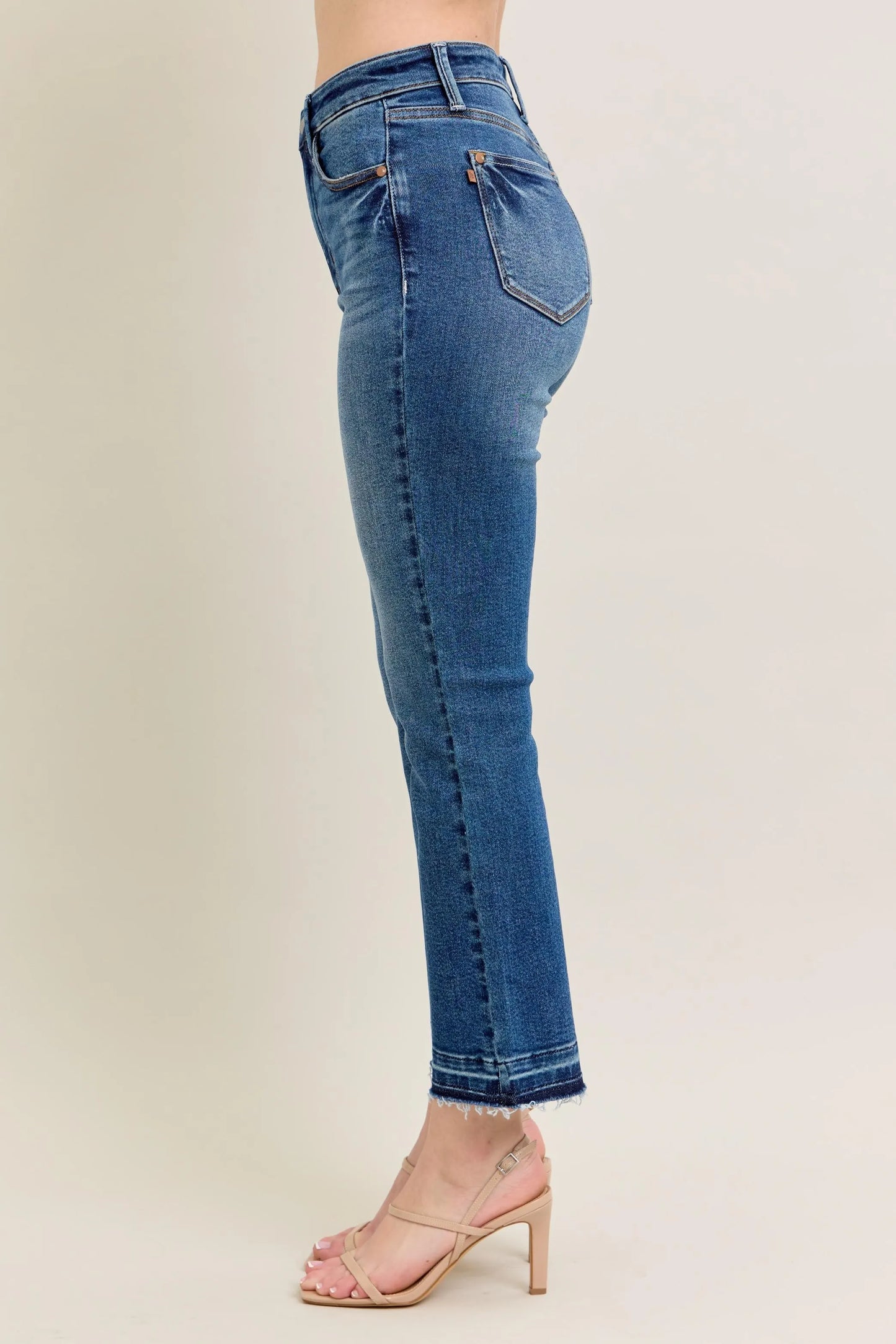 Judy Blue High Waist Vintage Wash Release Hem Kick Flare Jeans - In Style Chics Boutique Women's Juniors Plus Size Clothes Online