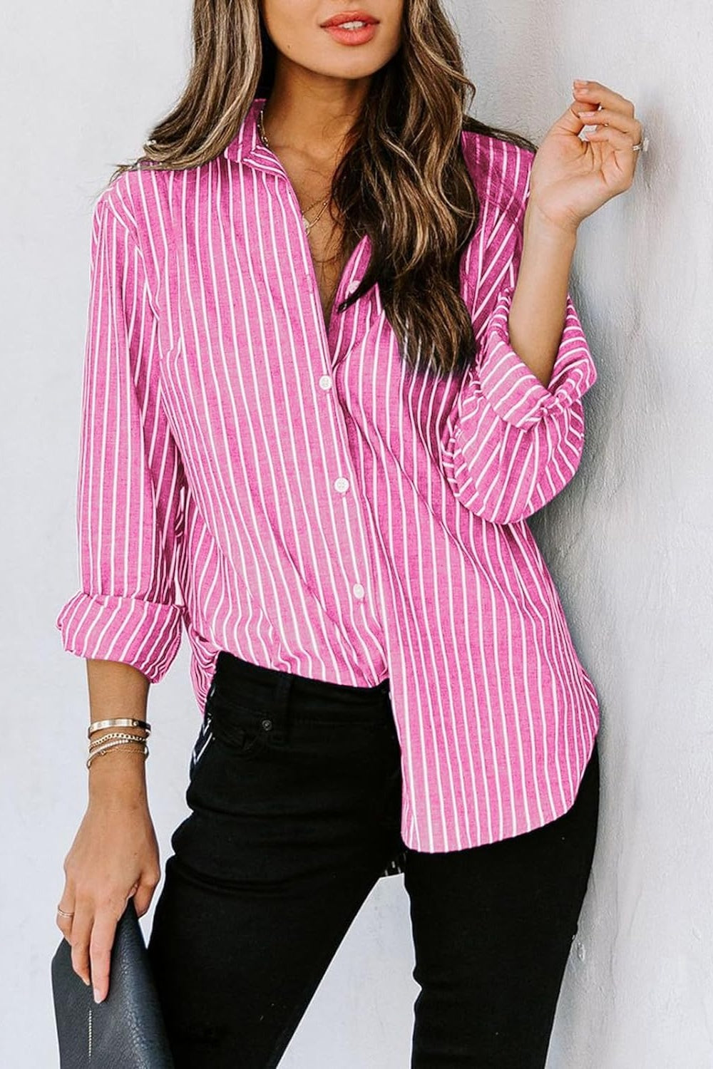 Striped Button Up Long Sleeve Shirt More Colors! - In Style Chics Boutique LLC