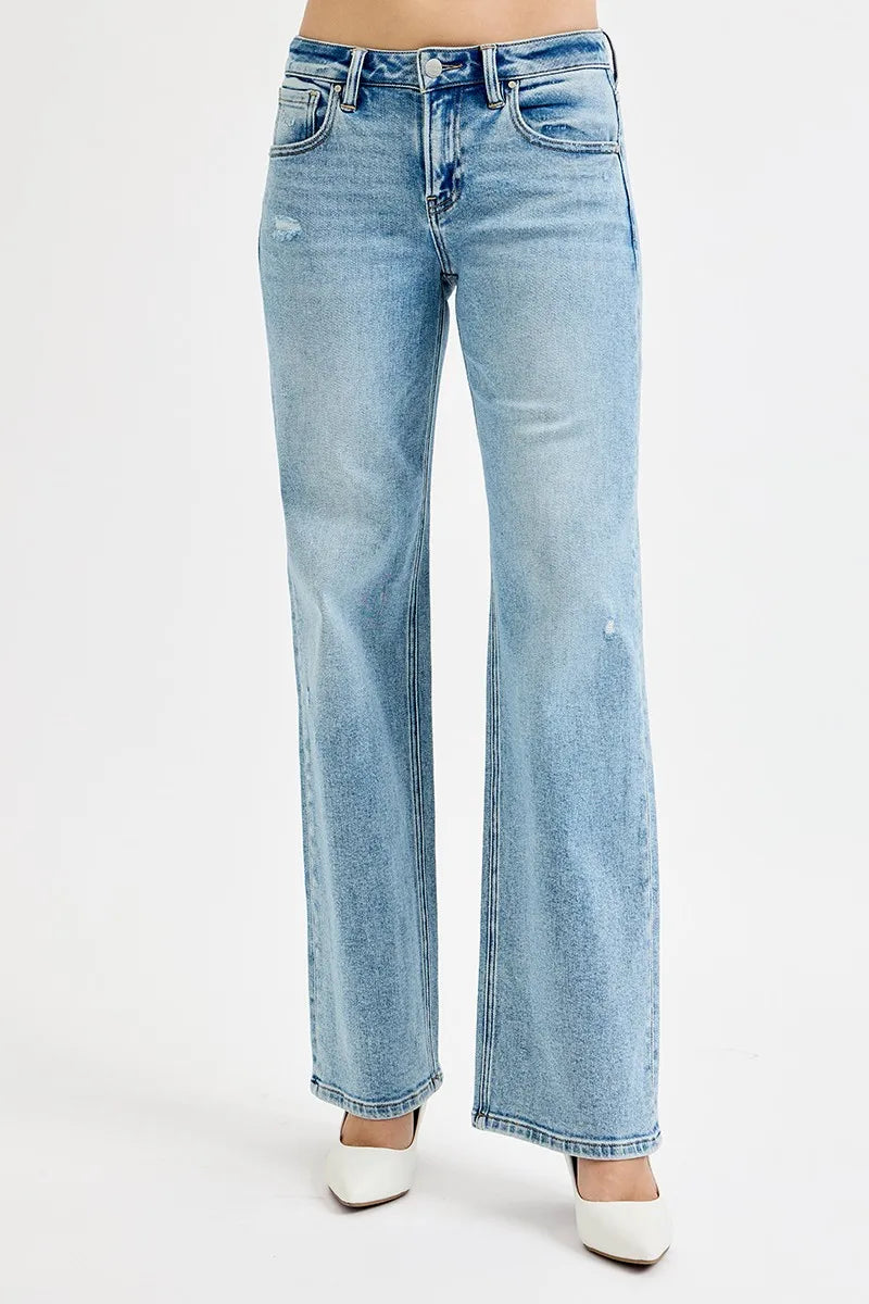 RISEN Low Rise Ankle Boyfriend Distressed Jeans - In Style Chics Boutique