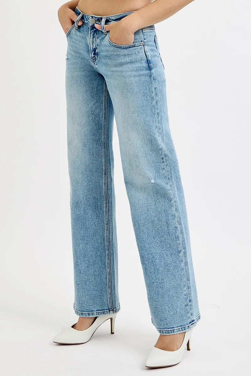 RISEN Low Rise Ankle Boyfriend Distressed Jeans - In Style Chics Boutique