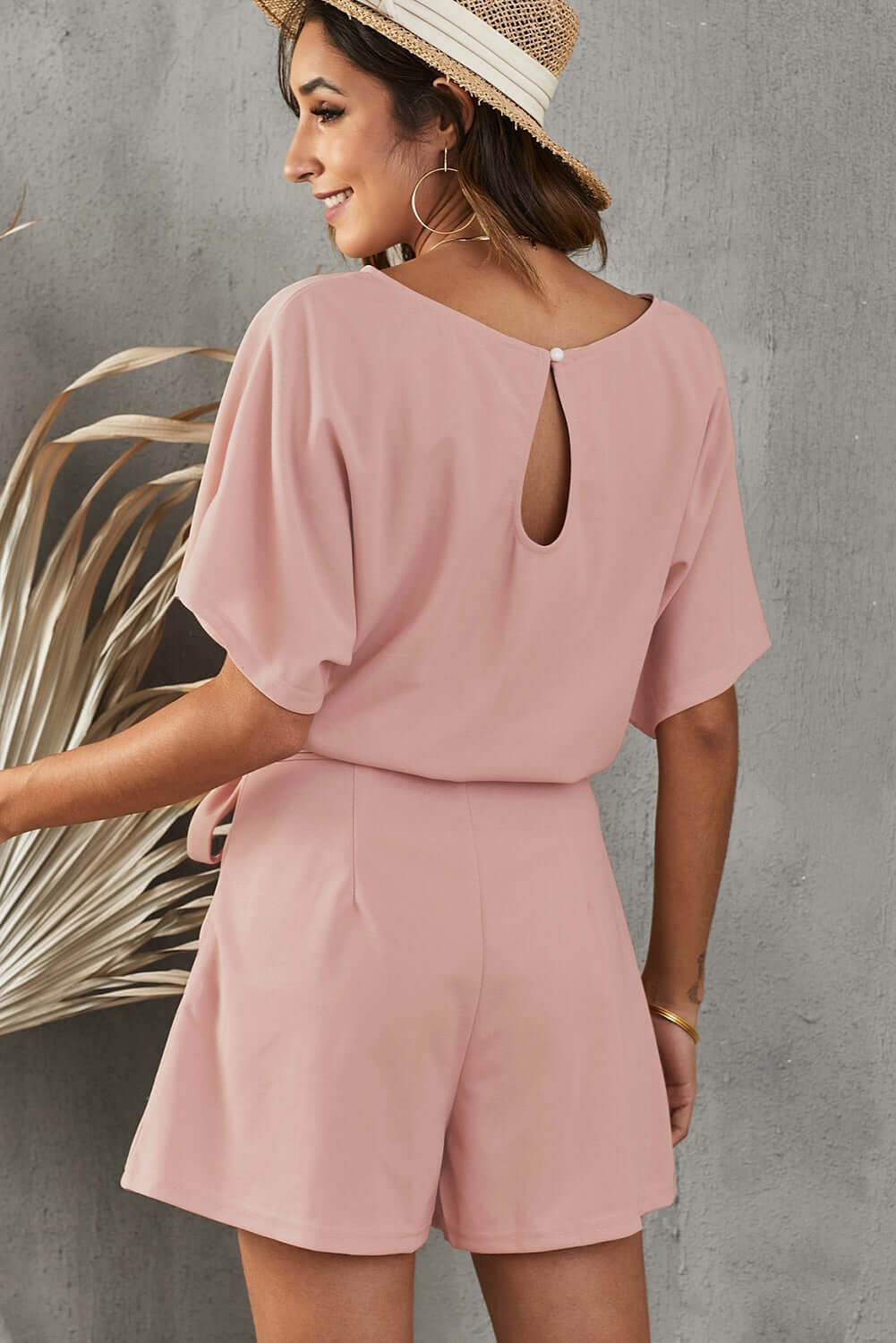 Tie Belt Short Sleeve Romper - In Style Chics Boutique LLC