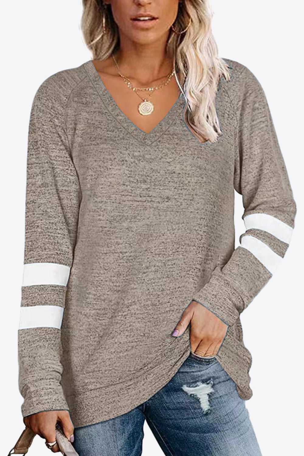 Striped Contrast Raglan Sleeve Top - In Style Chics Boutique LLC