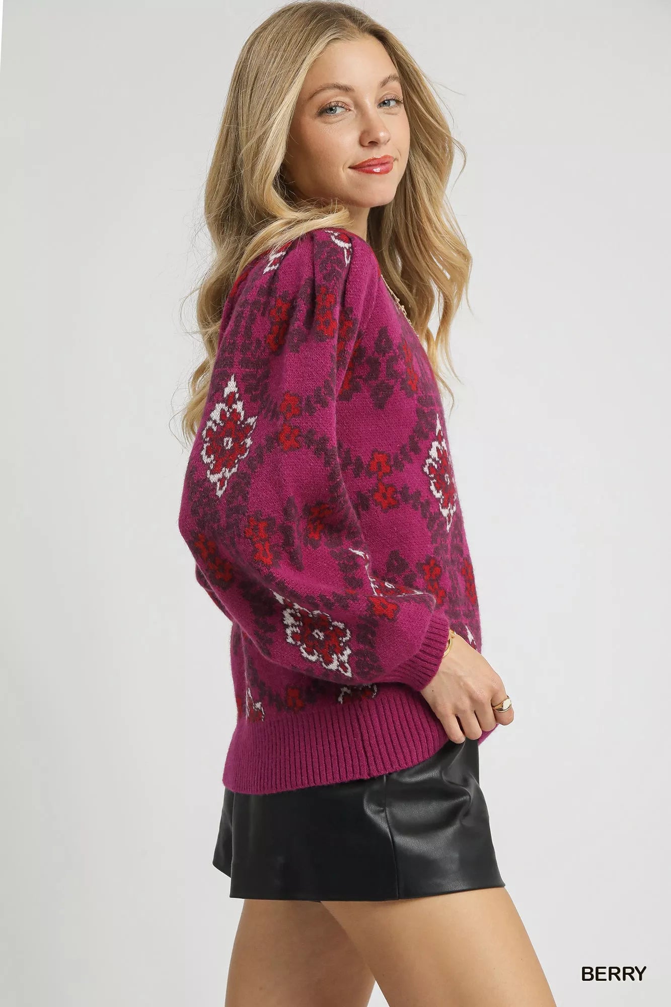 Shop Umgee Boho Patterned Long Sleeve Sweater at In Style Chics Boutique