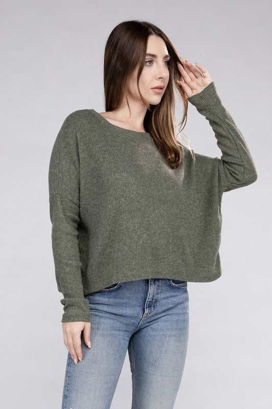Ribbed Dolman Long Sleeve Sweater - In Style Chics Boutique LLC