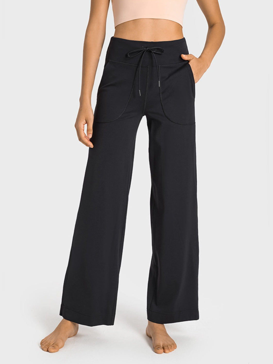 Drawstring Waist Wide Leg Sports Pants with Pockets - In Style Chics Boutique LLC