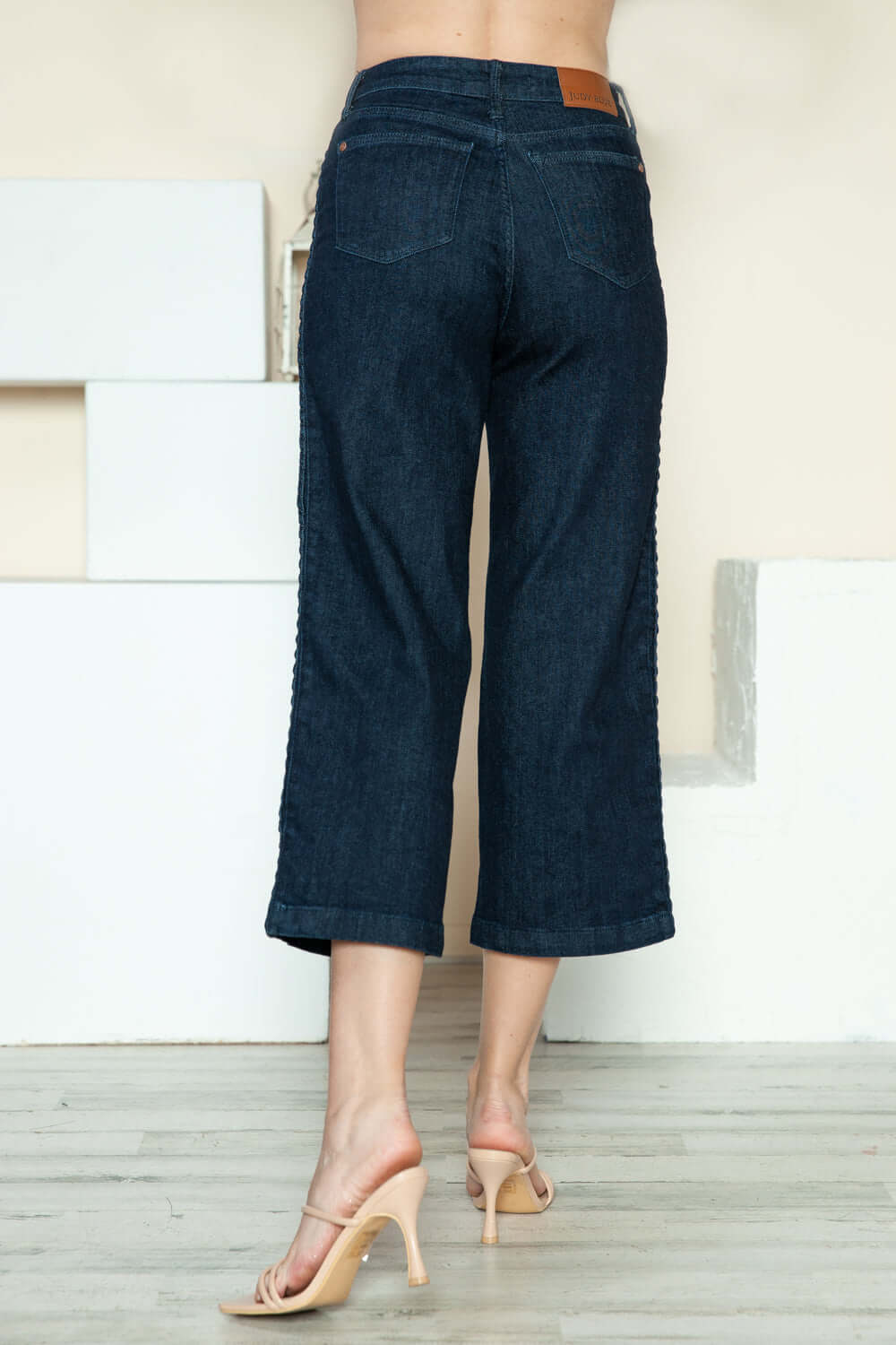 Judy Blue Full Size Side Seam Braid Detail Crop Wide Leg Jeans - In Style Chics Boutique LLC