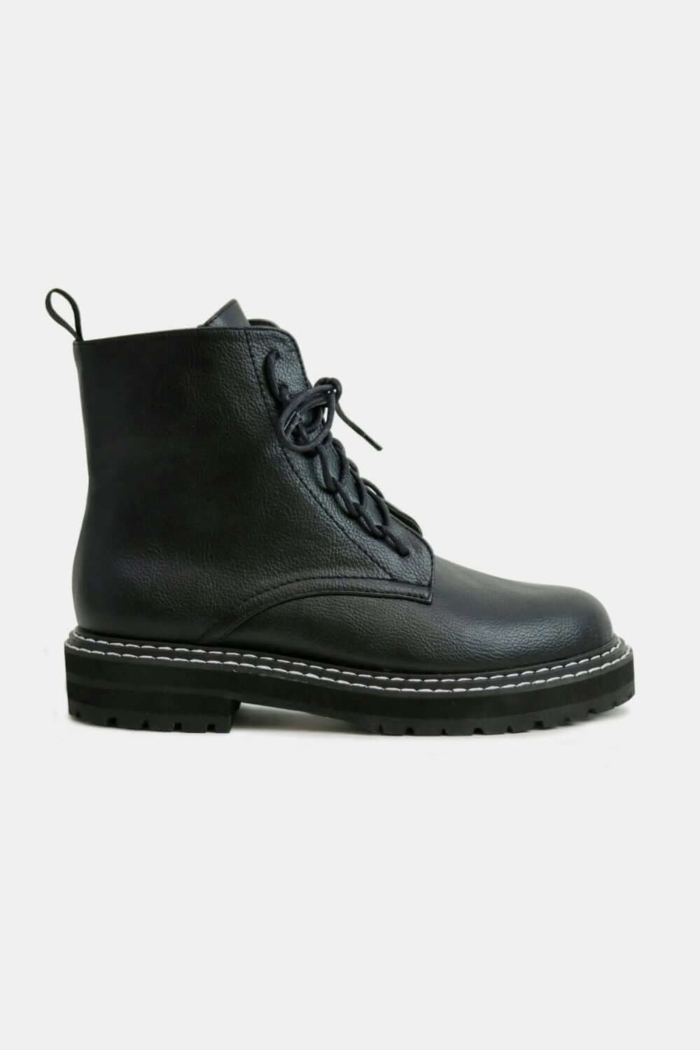 Beast Fashion Faux Leather Lace-Up Boots with Side Zipper - In Style Chics Boutique LLC