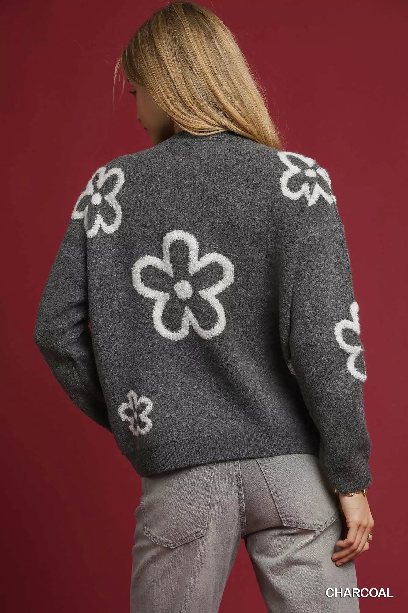 Round Neck Sweater with Floral Accents Shop cute fall fashion at In Style Chics Boutique