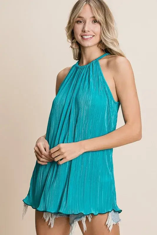 Pleating Knit Halter Neck Top - In Style Chics Boutique Women's Juniors Apparel Online - Cute Summer Clothes