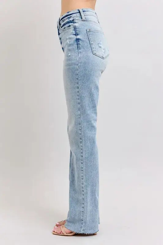Judy Blue Midi Rise Light Wash Dad Jeans - In Style Chics Boutique Women's Juniors Plus Size Apparel Online