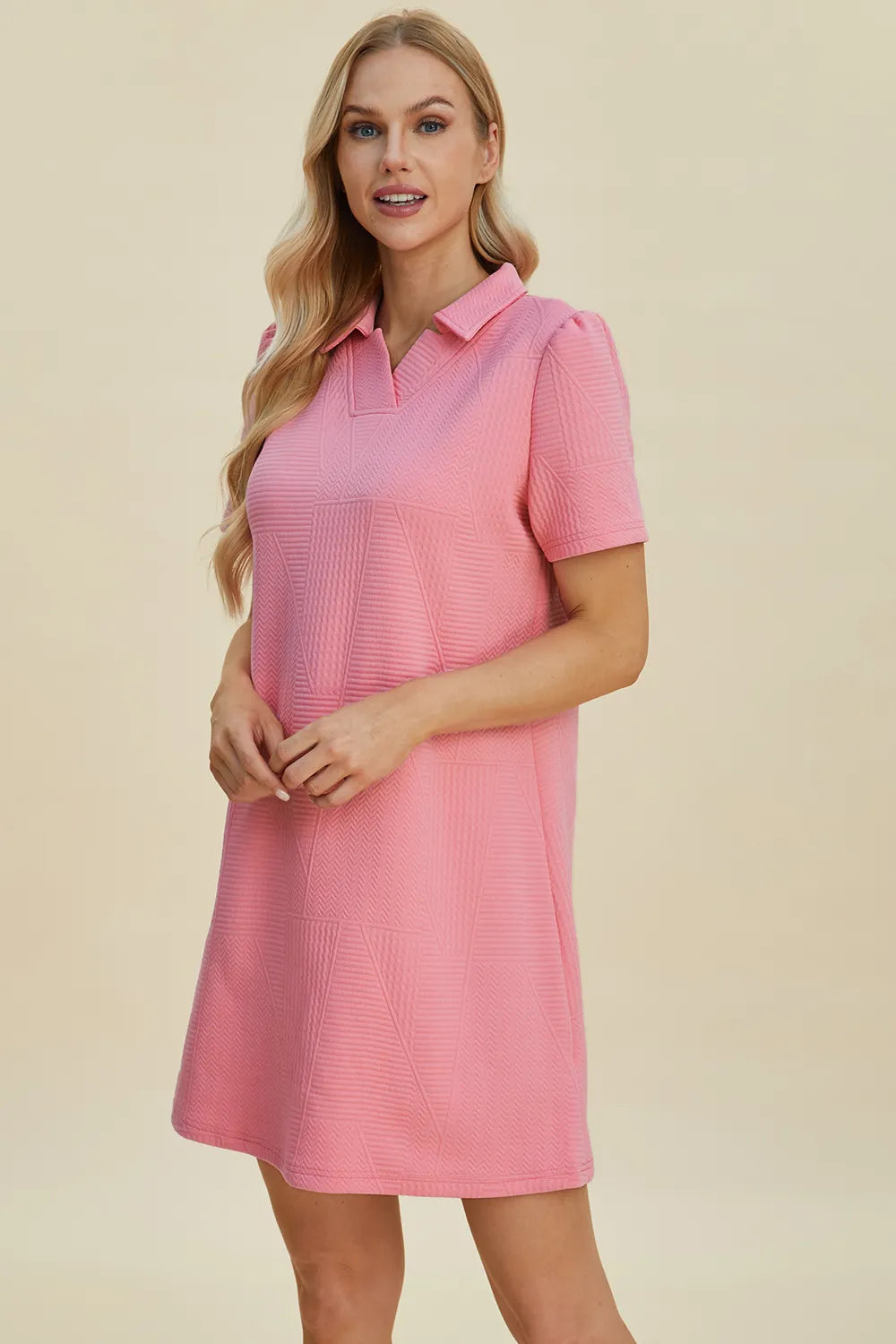 Textured Short Sleeve Dress - In Style Chics Boutique Women's Juniors Plus Size Clothes