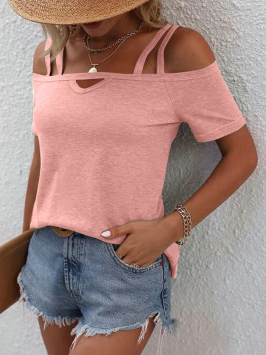 Double Spaghetti Straps Short Sleeve T-Shirt - More Colors! - In Style Chics Boutique LLC