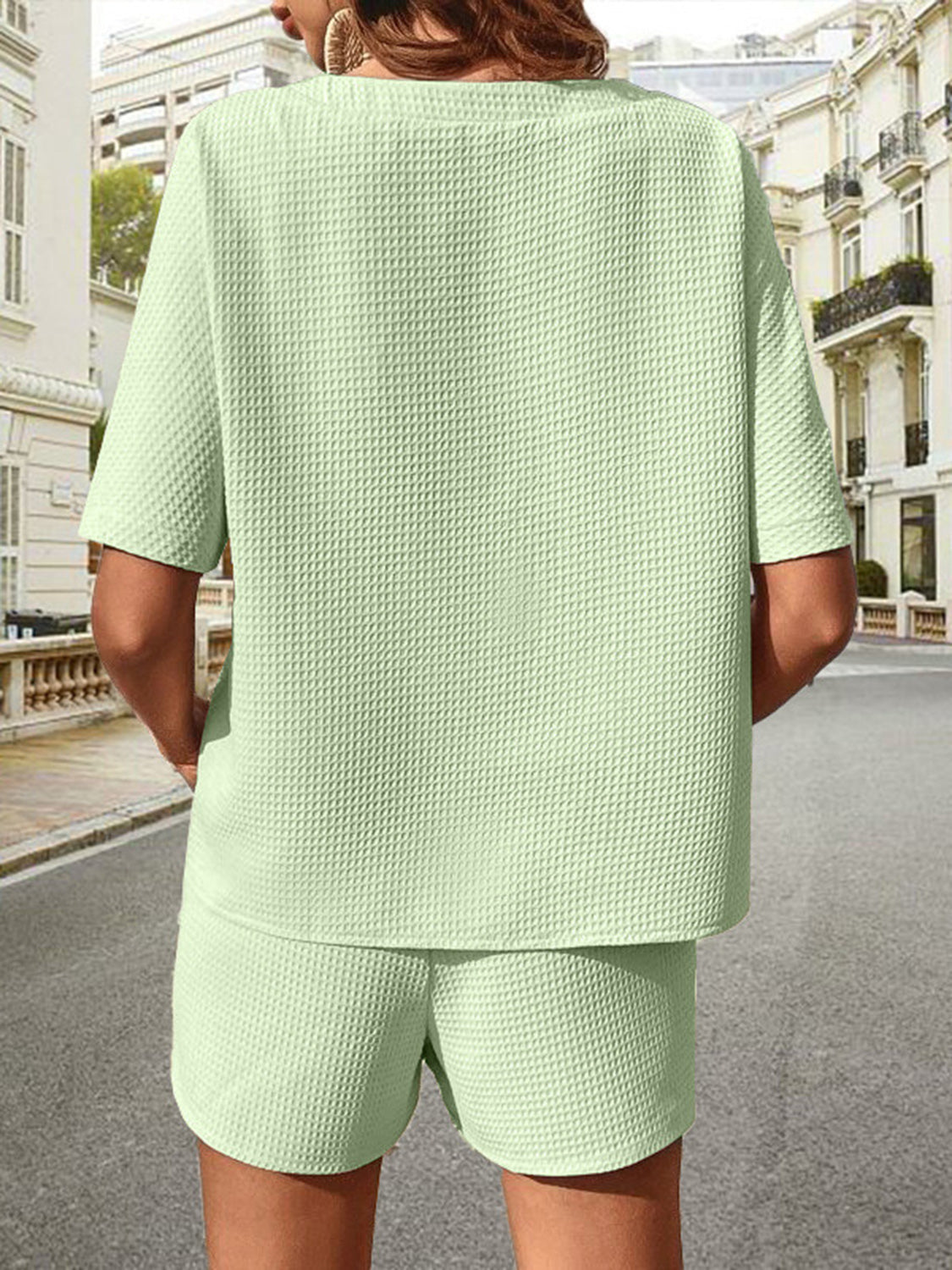 Waffle-Knit Half Sleeve Top and Shorts Set - More Colors! - In Style Chics Boutique LLC