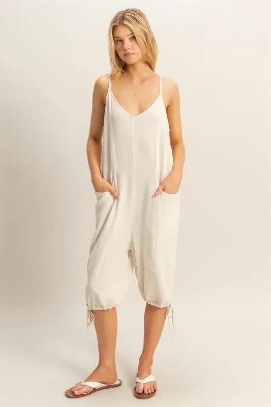 V-Neck Pocket Detail Side Tie Hem Romper - In Style Chics Boutique Women's Juniors Apparel Online Cute Clothes for Summer