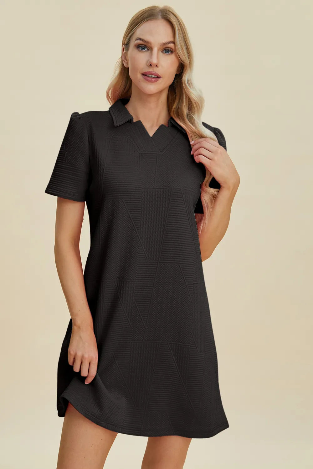 Textured Short Sleeve Dress - In Style Chics Boutique Women's Juniors Plus Size Clothes