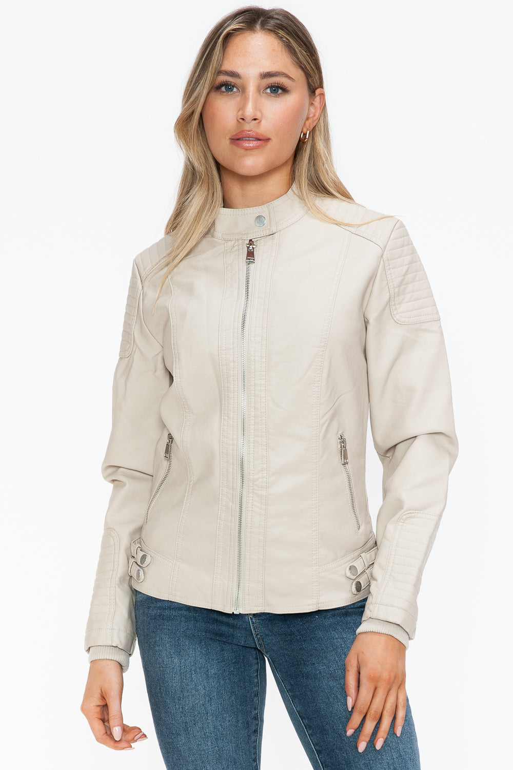 Snobbish Faux Leather Biker Jacket with Side Zip Pockets - In Style Chics Boutique LLC