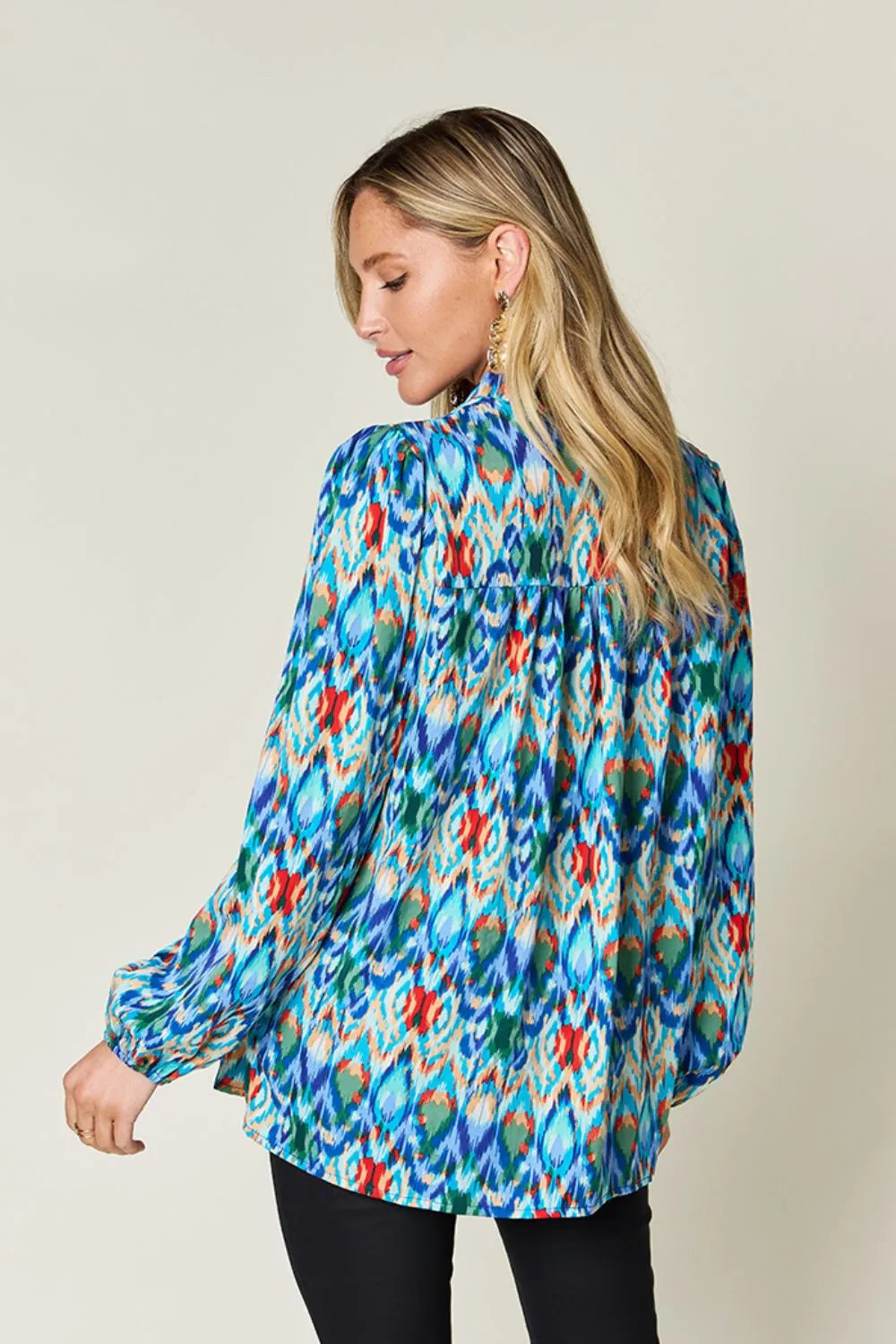 Printed Balloon Sleeve Blouse 💙 Shop Deals at In Style Chics Boutique