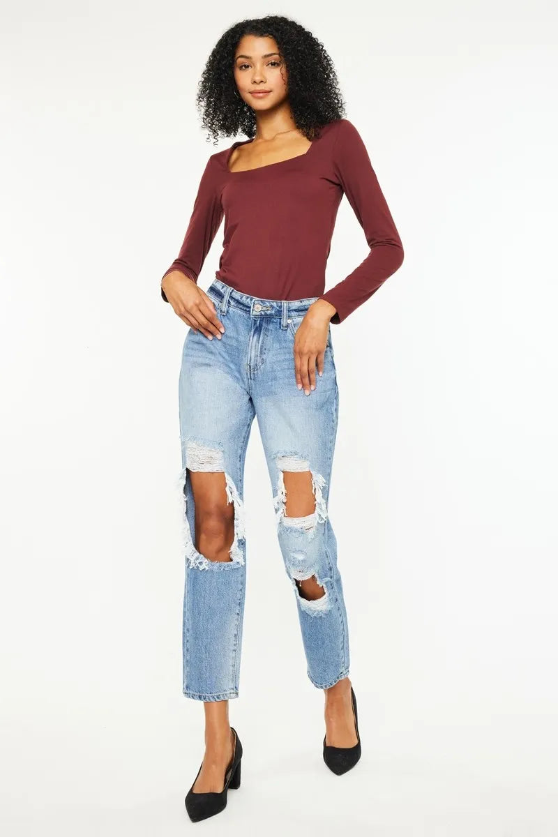 Kancan High Rise Distressed Boyfriend Jeans - In Style Chics Boutique Best Jeans for Women