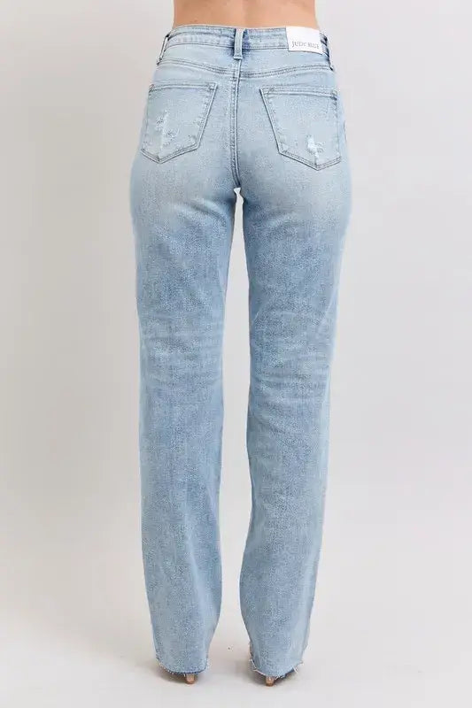 Judy Blue Midi Rise Light Wash Dad Jeans - In Style Chics Boutique Women's Juniors Plus Size Apparel Online