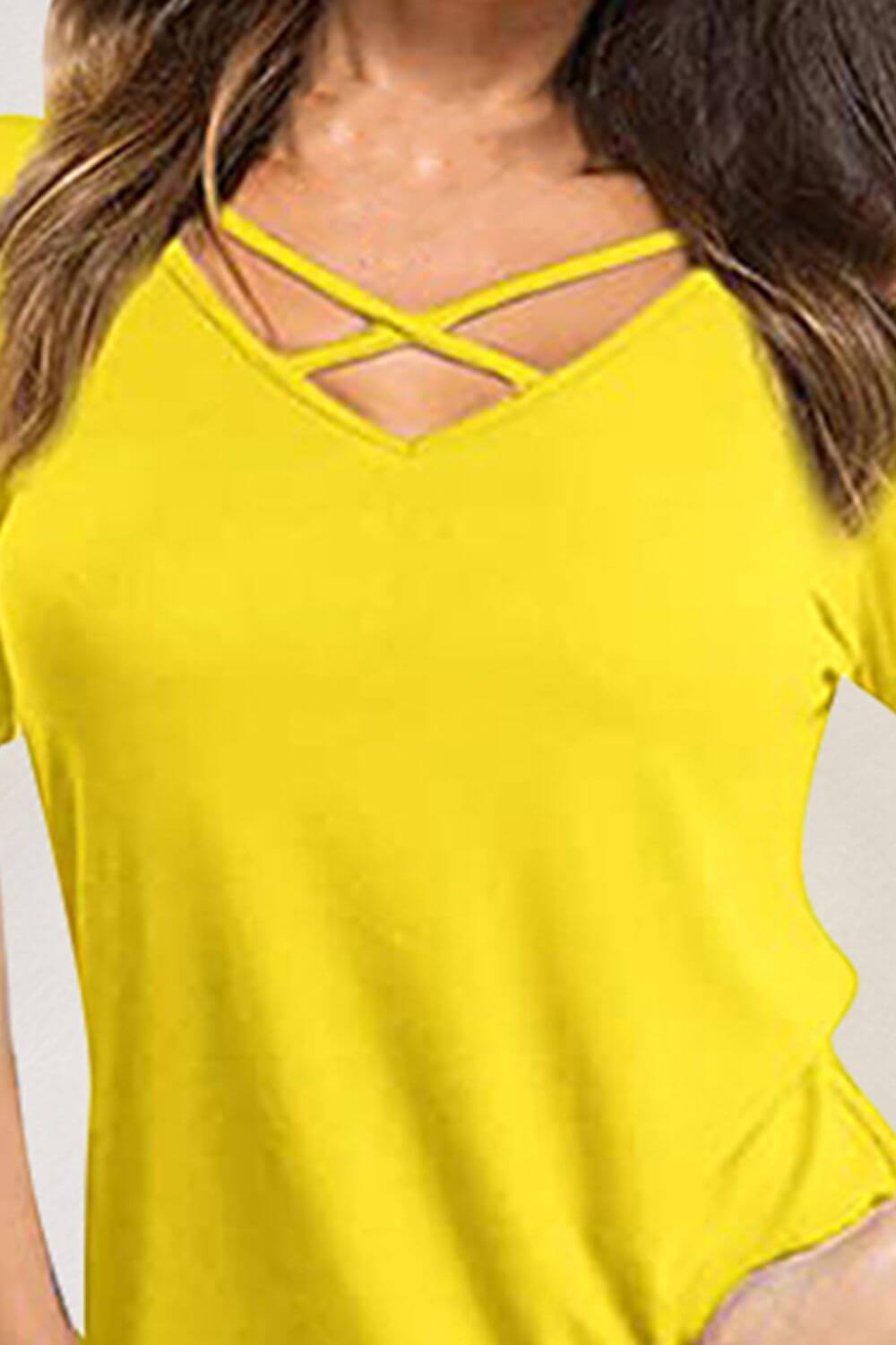 Crisscross Short Sleeve T-Shirt - In Style Chics Boutique LLC