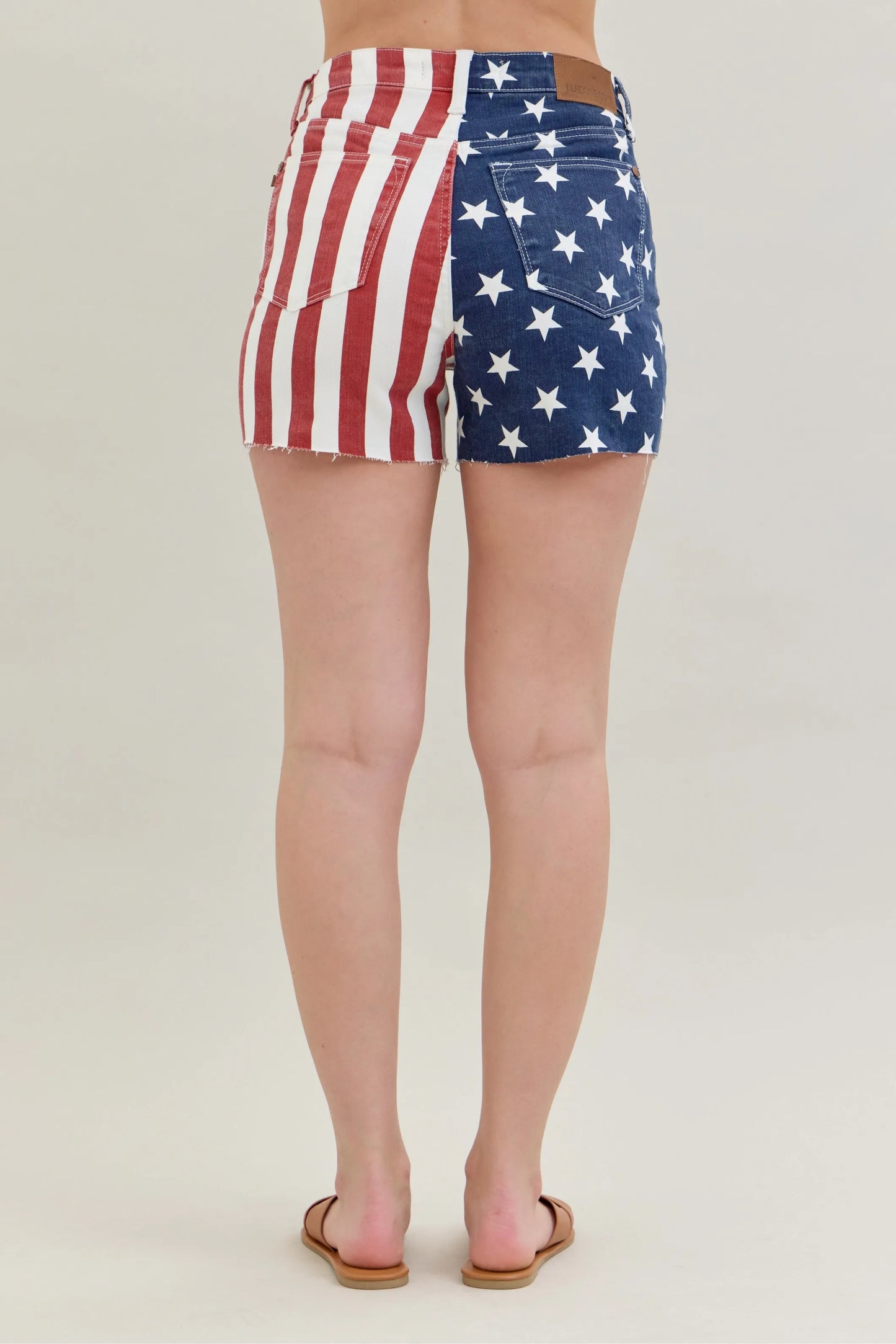 Judy Blue Americana Flag Fray Hem Shorts with High Waist - In Style Chics Boutique