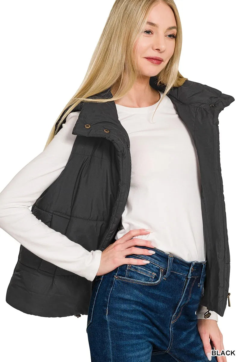 Shop High Neck Zip-Up Vest Coat at In Style Chics Boutique 🖤