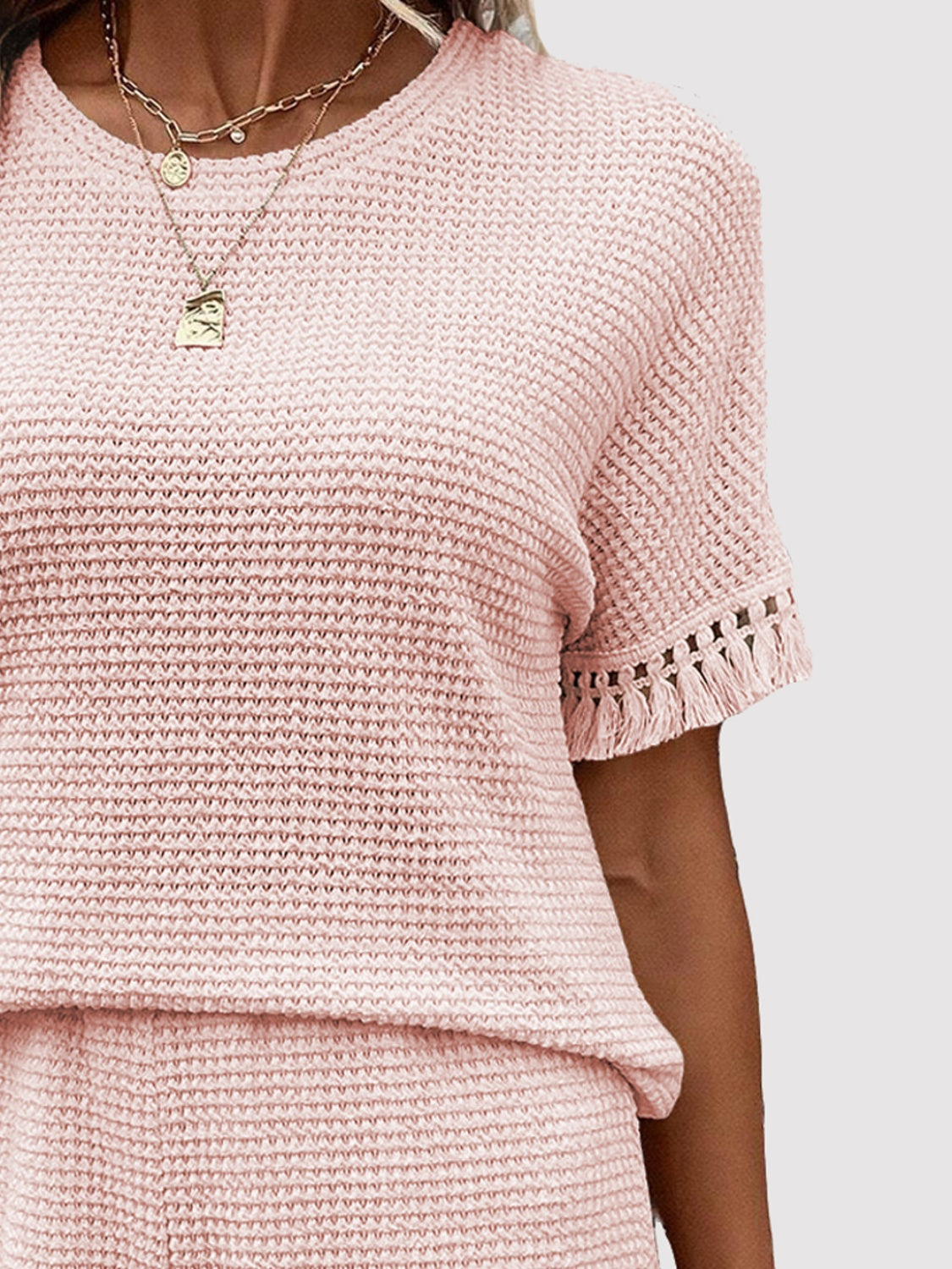 Tassel Round Neck Top and Shorts Set - Also in Blush Pink! - In Style Chics Boutique LLC