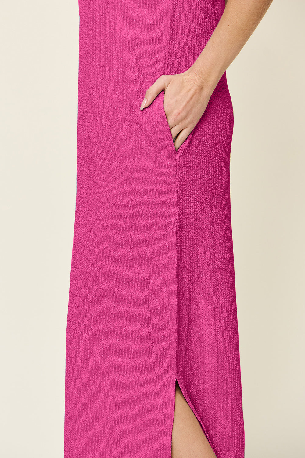 Double Take Full Size Texture Mock Neck Sleeveless Maxi Dress - In Style Chics Boutique LLC