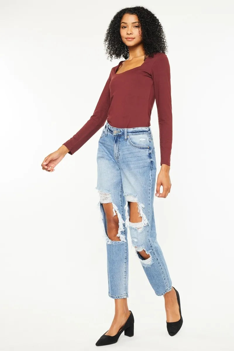 Kancan High Rise Distressed Boyfriend Jeans - In Style Chics Boutique Best Jeans for Women