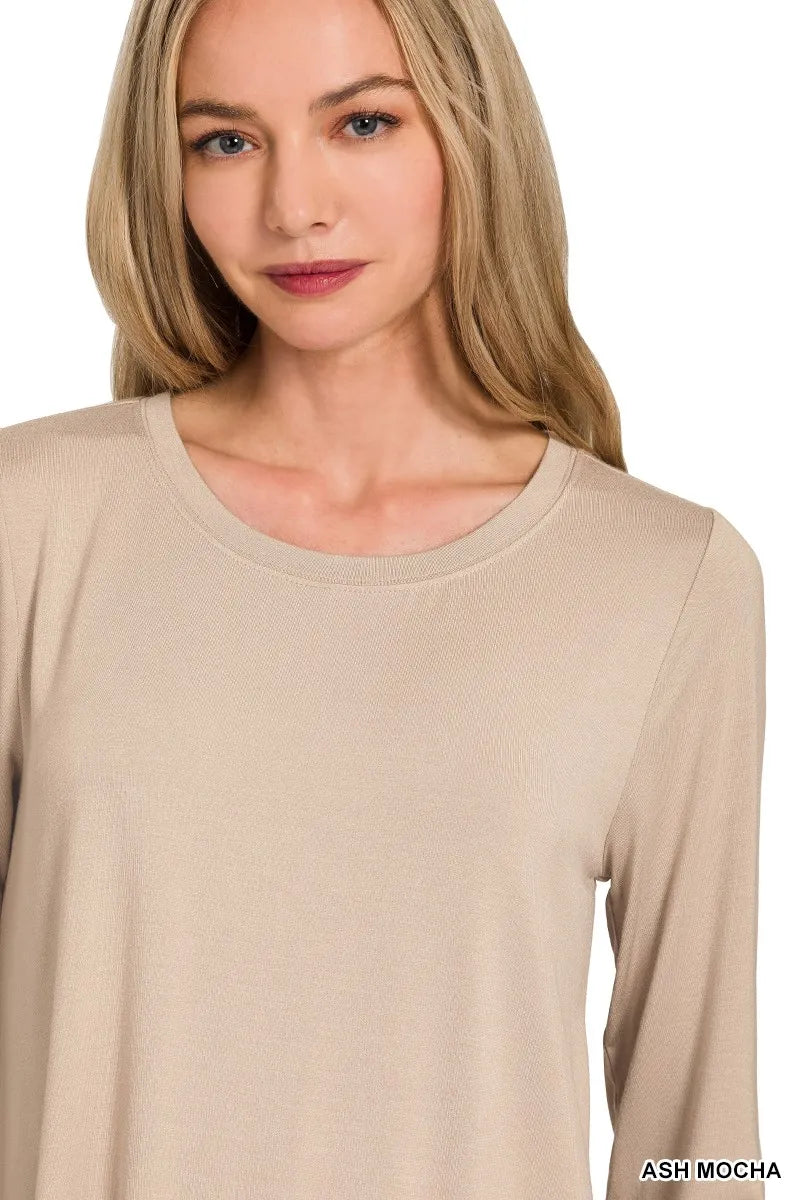 Long Sleeve Top Flowy Round Hem at In Style Chics Boutique Material Rayon