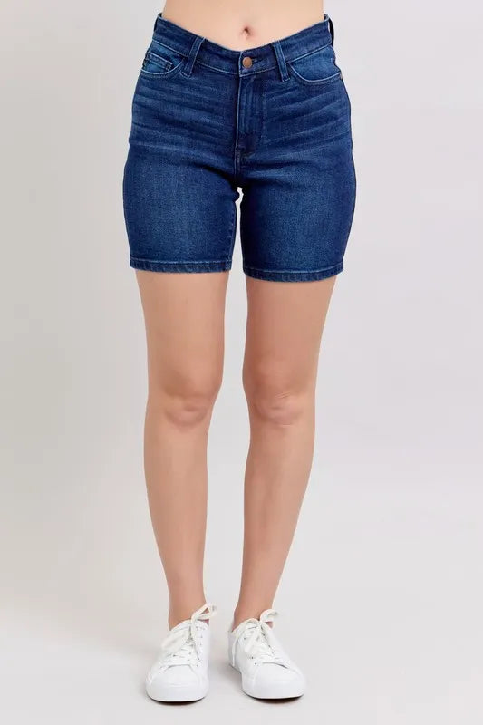 Judy Blue High Waist V-Front Bermuda Jean Shorts