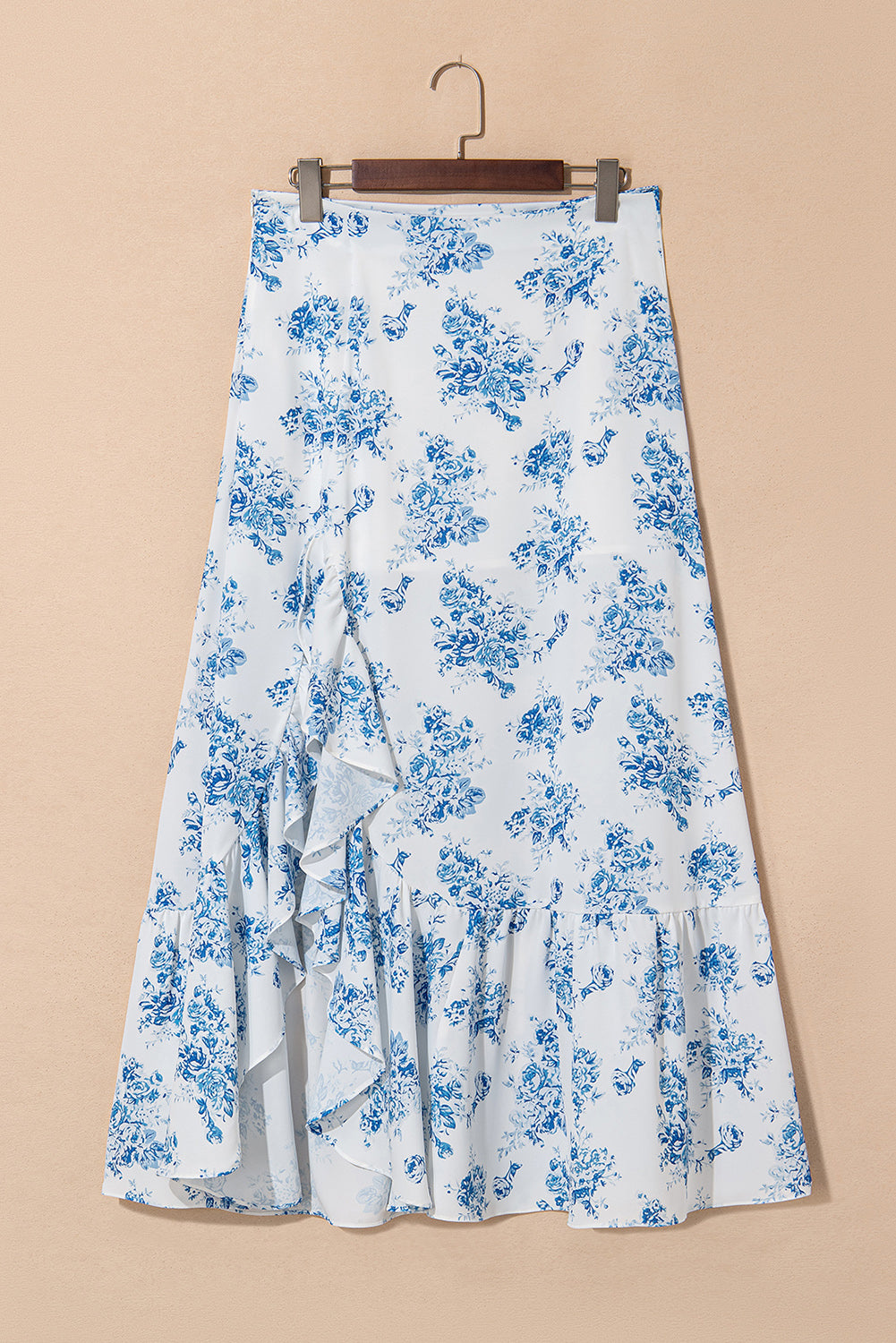 Boho Floral High Waist Ruffle Split Maxi Skirt - In Style Chics Boutique Women's Juniors Apparel Online