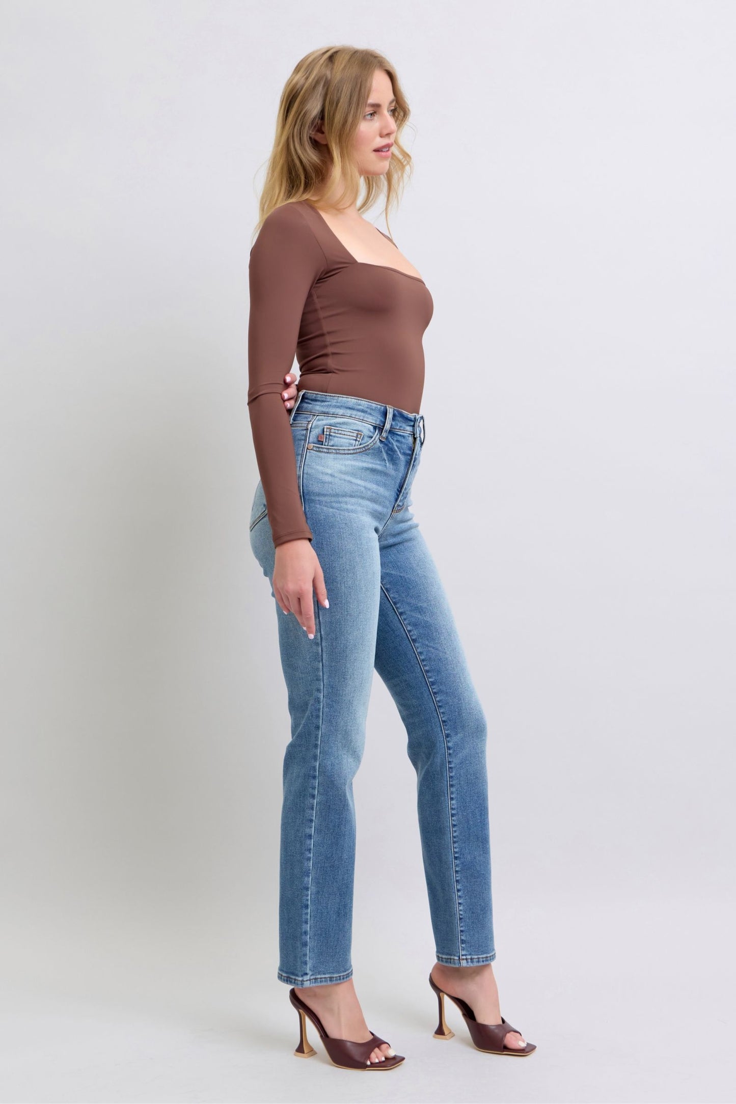 Judy Blue Full Size Wash Thermal Straight Jeans with Pockets - In Style Chics Boutique LLC