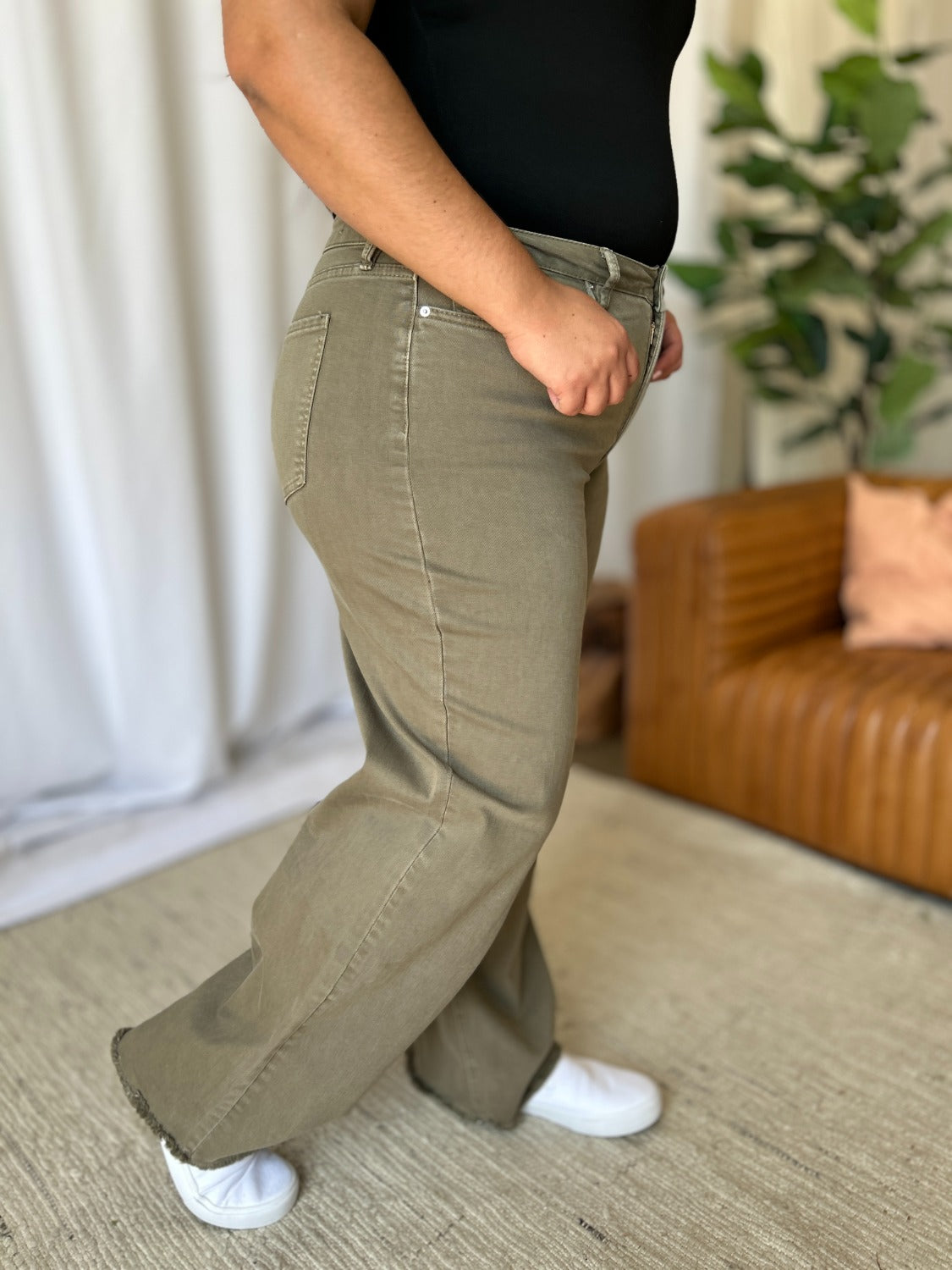 RFM Full Size High Rise Garment Dye Wide Leg Jeans - In Style Chics Boutique LLC