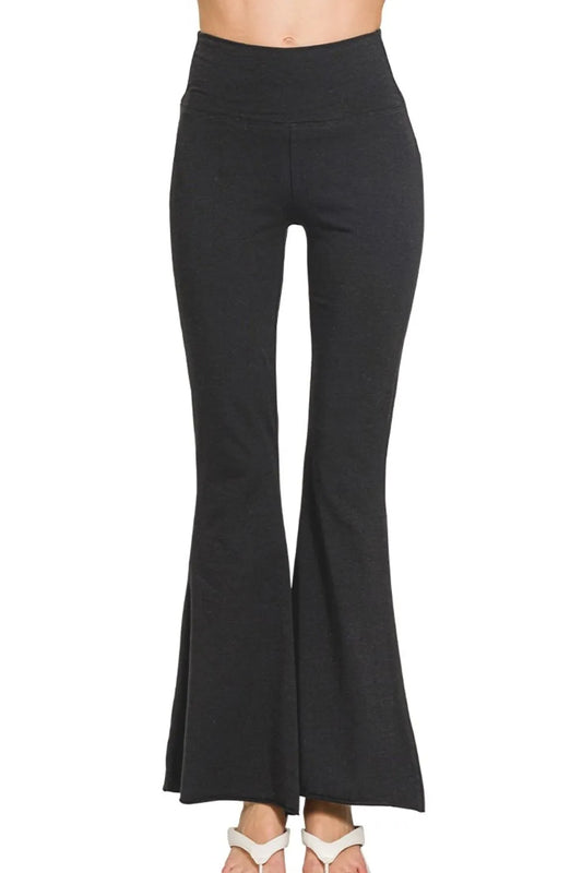 Raw Edge Hem Flare Yoga Pants at In Style Chics Boutique
