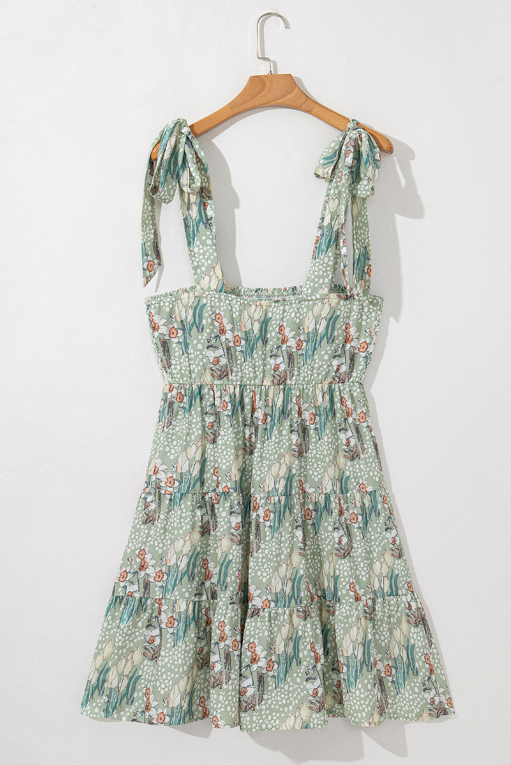 Floral Knotted Strap Smocked Tiered Mini Dress - Cute Clothes Online - In Style Chics Boutique Women's Juniors Apparel