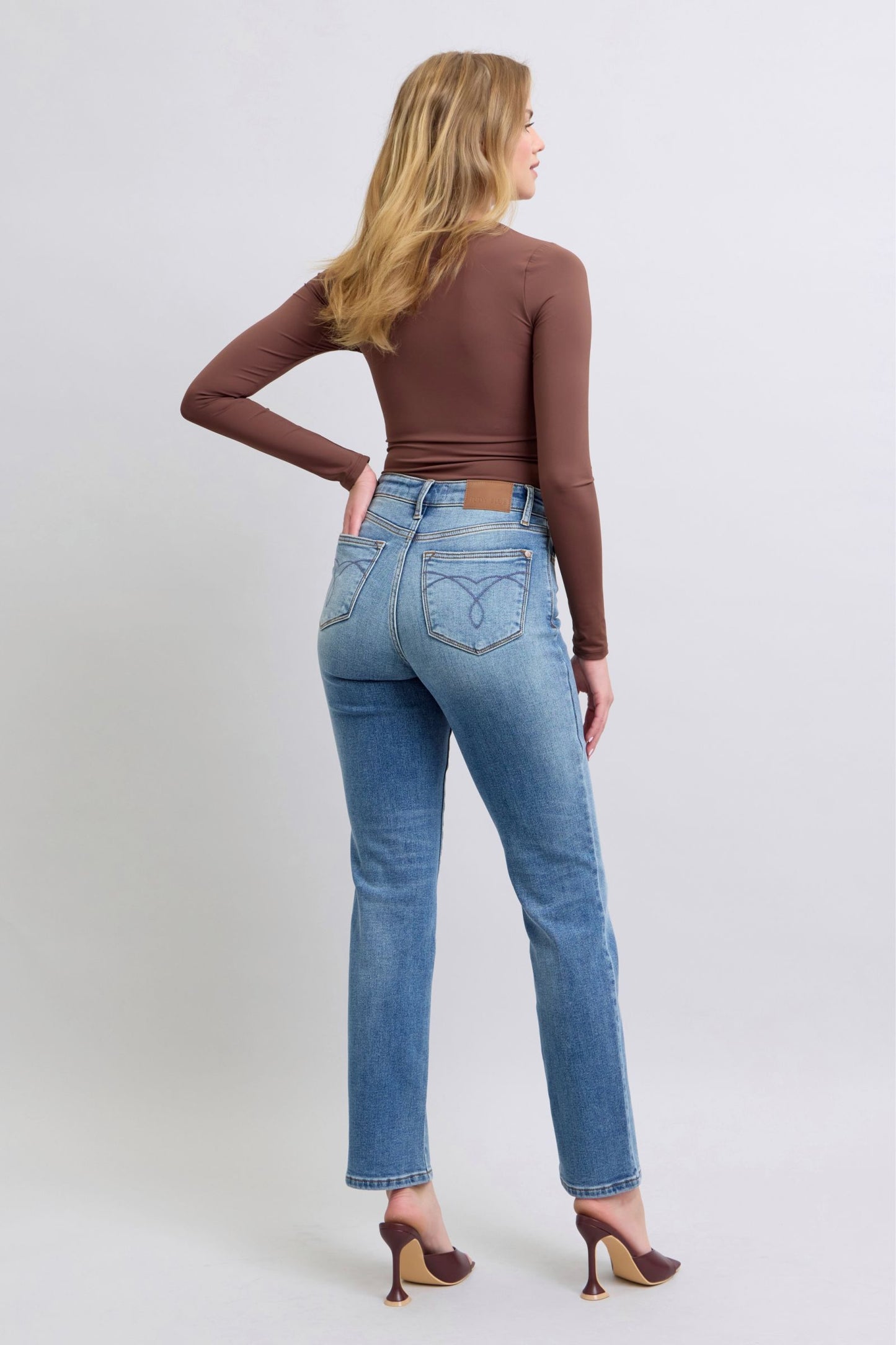Judy Blue Full Size Wash Thermal Straight Jeans with Pockets - In Style Chics Boutique LLC