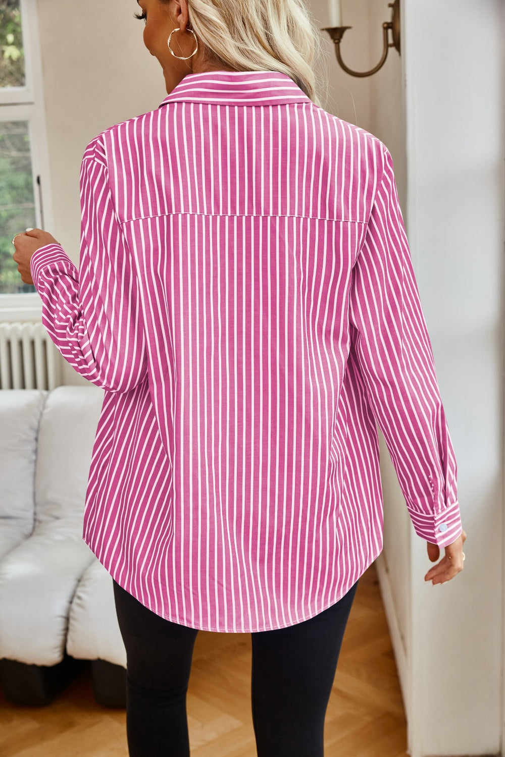 Striped Button Up Long Sleeve Shirt More Colors! - In Style Chics Boutique LLC