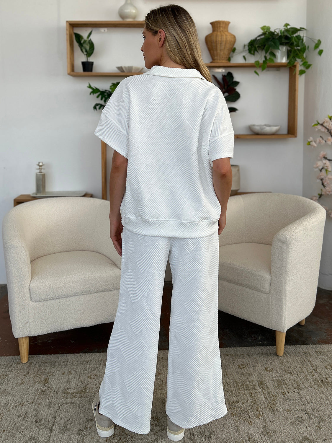 Double Take Texture Half Zip Short Sleeve Top & Pants Set- More Colors! - In Style Chics Boutique LLC