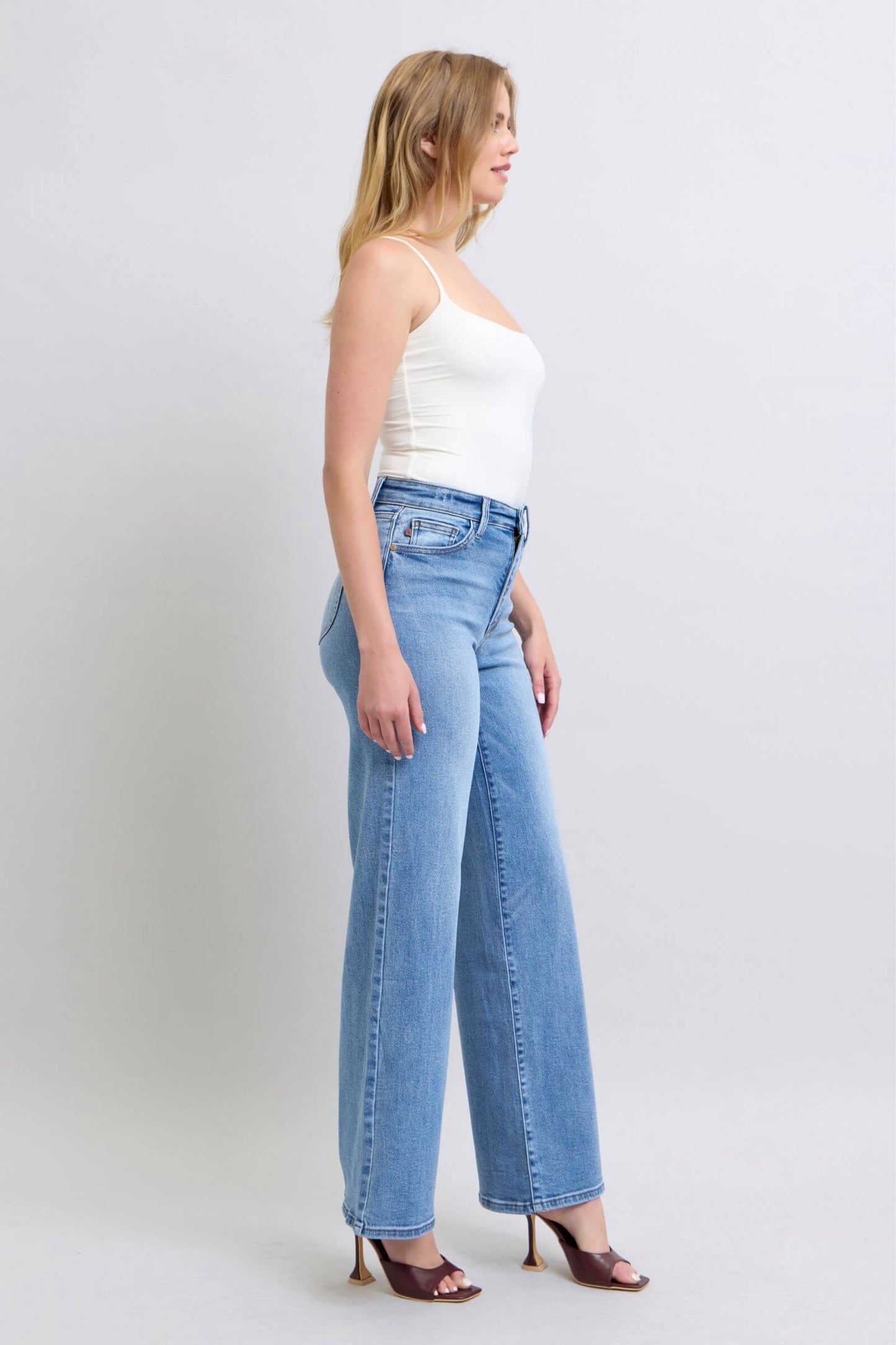 Judy Blue Full Size Wide Leg Non Distressed Jeans with Pockets - In Style Chics Boutique LLC
