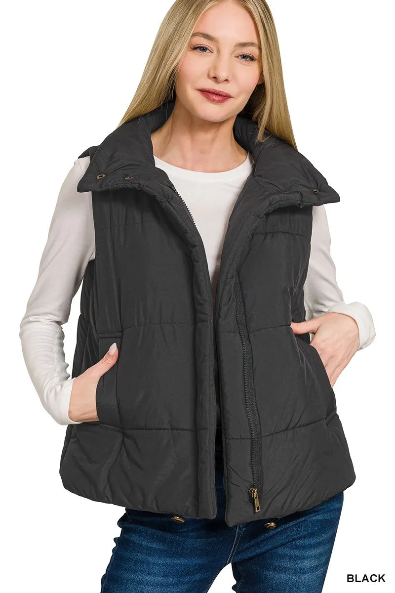 Shop High Neck Zip-Up Vest Coat at In Style Chics Boutique 🖤
