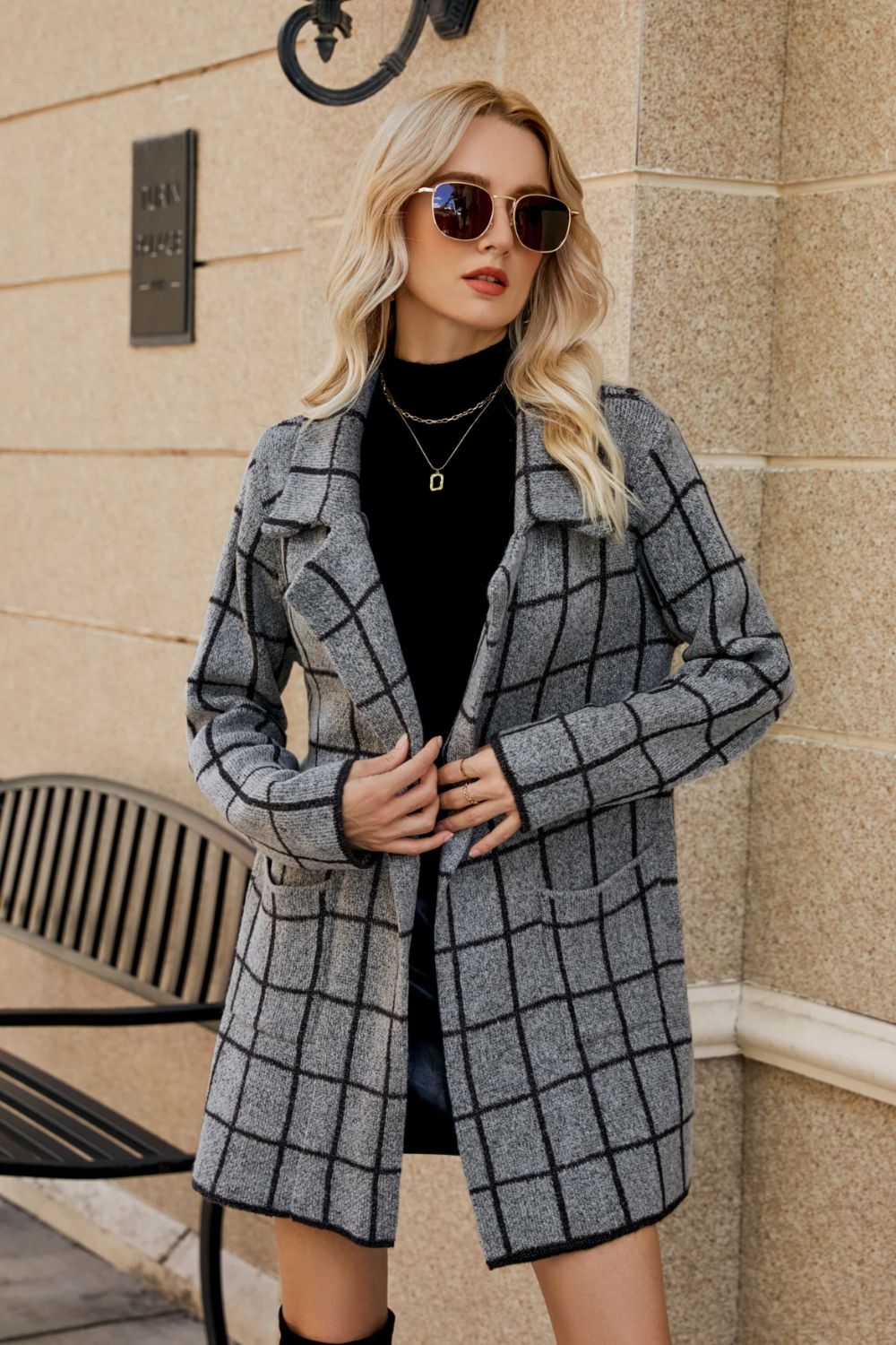 Printed Open Front Lapel Collar Cardigan with Pockets - In Style Chics Boutique LLC